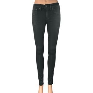 Rag & Bone Black Coated Mid Rise Skinny Legging Jegging Denim Jeans Size 24
